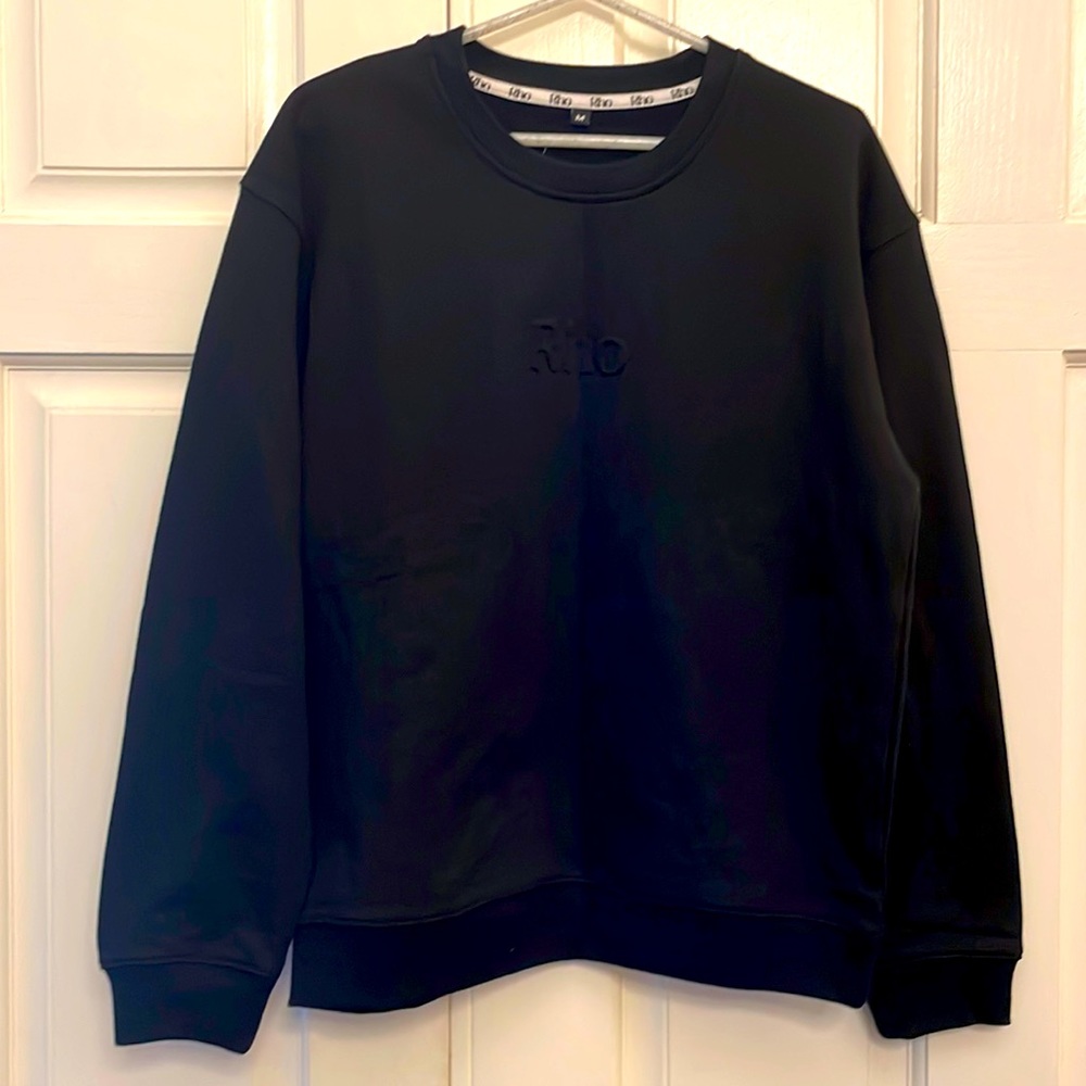 Rho Men’s French Terry Crewneck Pullover, Size M. Black. NWOT.